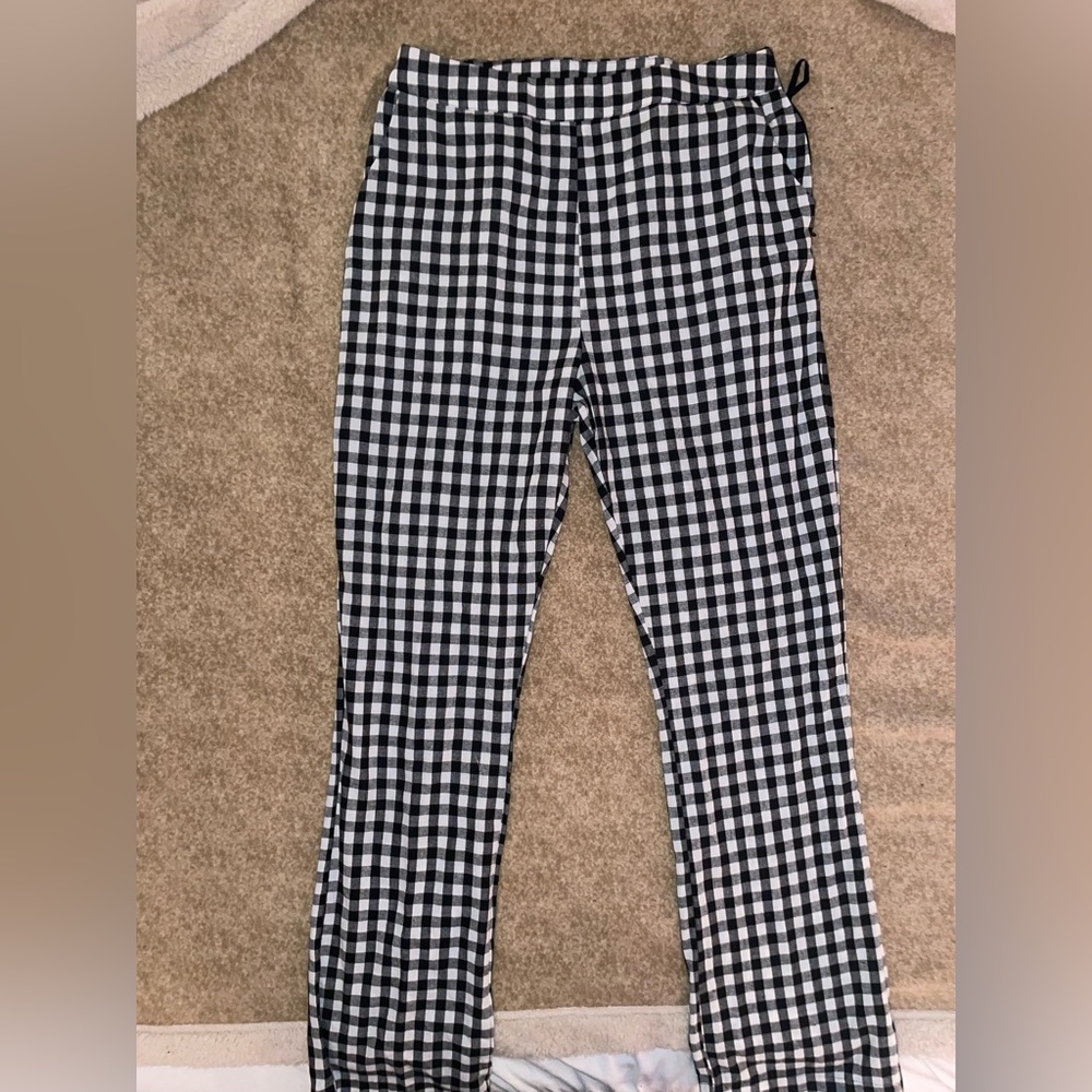 Linen Black and White Checkered Pants
